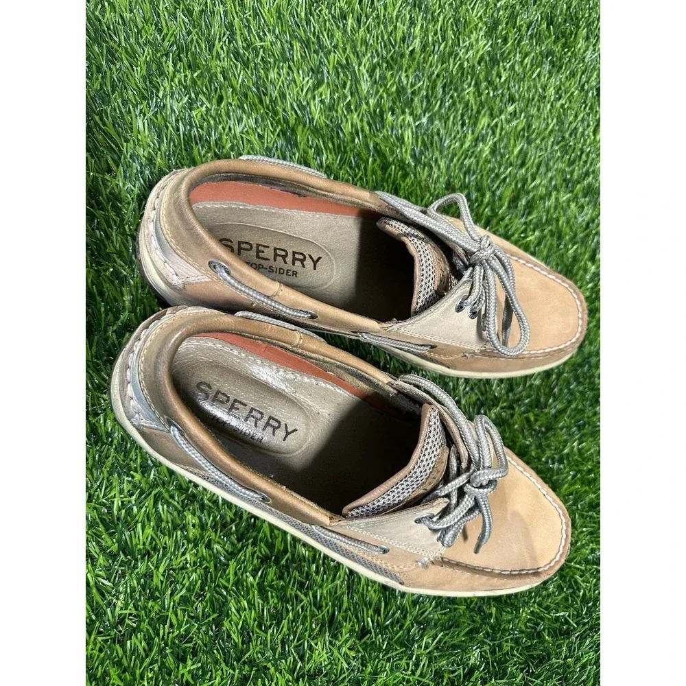 Sperry Top-Sider Mens Leather Boat Shoes Tan Gray Lace Up 10.5 M 0799023